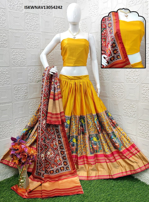 Digital Printed Zari Gota Silk Lehenga With Blouse And Dupatta-ISKWNAV13054242