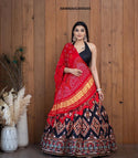 Digital Printed Zari Gota Silk Lehenga With Blouse And Dupatta-ISKWNAV13054255