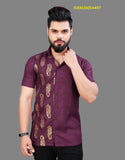 Men's Foil Printed Cotton Shirt-ISKM26054497