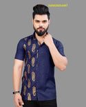 Men's Foil Printed Cotton Shirt-ISKM26054497