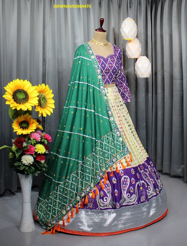 Digital Printed Butter Silk Lehenga With Blouse And Dupatta-ISKWNAV02064470