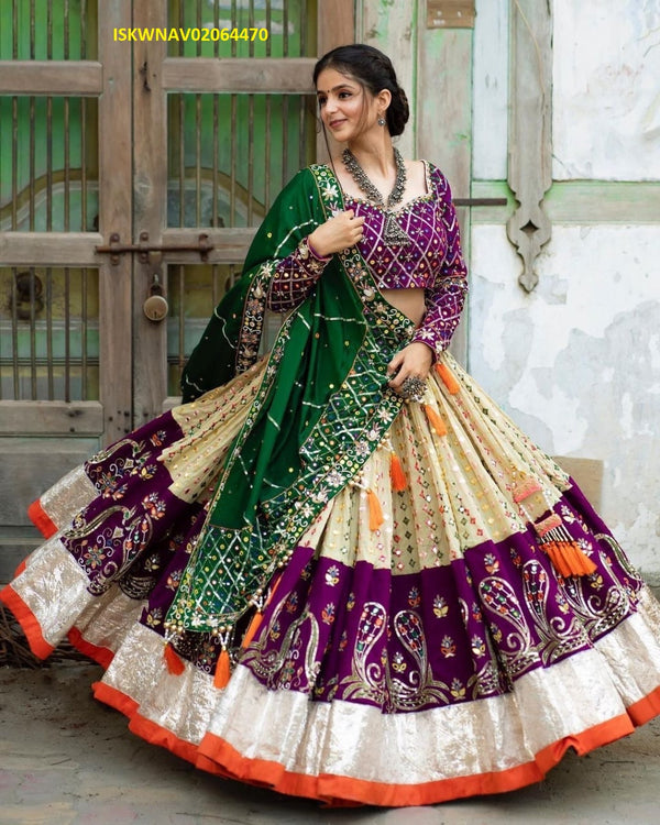 Digital Printed Butter Silk Lehenga With Blouse And Dupatta-ISKWNAV02064470