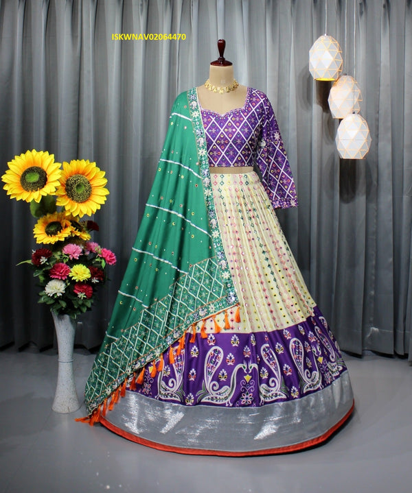 Digital Printed Butter Silk Lehenga With Blouse And Dupatta-ISKWNAV02064470