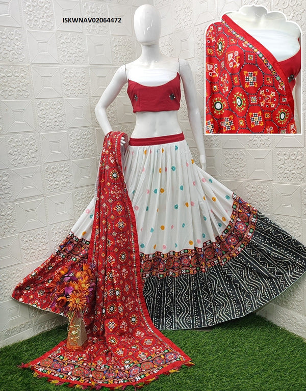 Digital Printed Butter Silk Lehenga With Blouse And Dupatta-ISKWNAV02064472