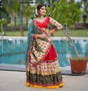 Digital Printed Butter Silk Lehenga With Blouse And Dupatta-ISKWNAV1206KS1174