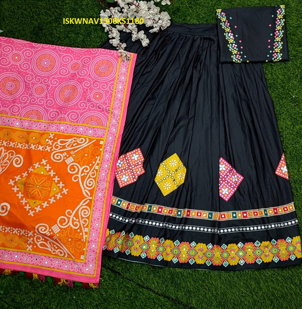 Digital Printed Butter Silk Lehenga With Blouse And Dupatta-ISKWNAV1306KS1180