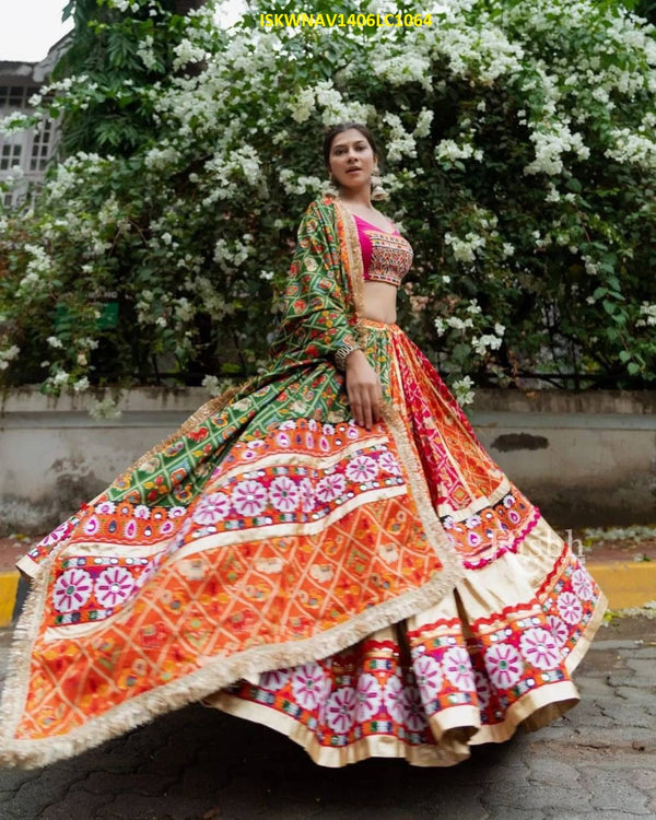 Digital Printed Butter Silk Lehenga With Blouse And Dupatta-ISKWNAV1406LC1064