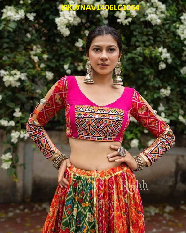 Digital Printed Butter Silk Lehenga With Blouse And Dupatta-ISKWNAV1406LC1064