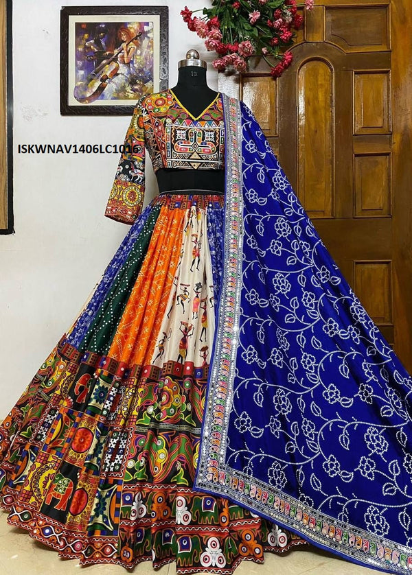 Digital Printed Butter Silk Lehenga With Blouse And Dupatta-ISKWNAV1406LC1016