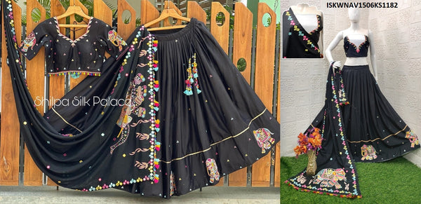 Digital Printed Butter Silk Lehenga With Blouse And Dupatta-ISKWNAV1506KS1182