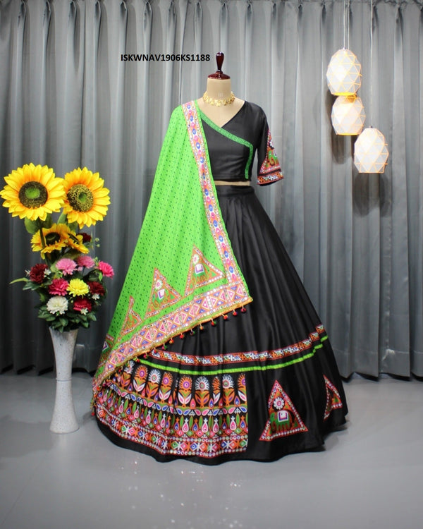 Digital Printed Chinon Silk Lehenga With Blouse And Dupatta-ISKWNAV1906KS1188