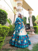 Printed Dola Silk Lehenga With Blouse And Dupatta-ISKWNAV2006LNB1651