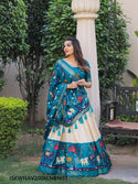 Printed Dola Silk Lehenga With Blouse And Dupatta-ISKWNAV2006LNB1651