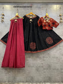 Ajrakh Printed Cotton Lehenga With Blouse And Dupatta-ISKWNAV04074703