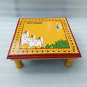 Hand Painted Artwork Square Shape Chowki-ISKDC07084889