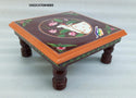 Hand Painted Artwork Square Shape Chowki-ISKDC07084889