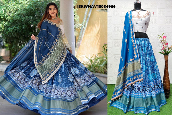 Printed Maslin Cotton Lehenga With Blouse And Dupatta-ISKWNAV18084966