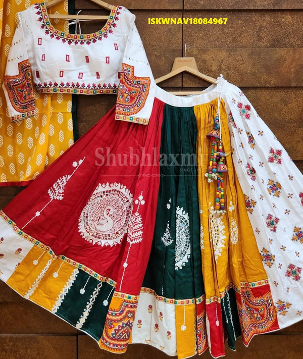 Printed Maslin Cotton Lehenga With Blouse And Dupatta-ISKWNAV18084967