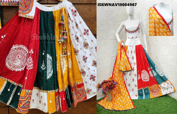 Printed Maslin Cotton Lehenga With Blouse And Dupatta-ISKWNAV18084967