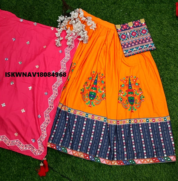 Printed Maslin Cotton Lehenga With Blouse And Dupatta-ISKWNAV18084968