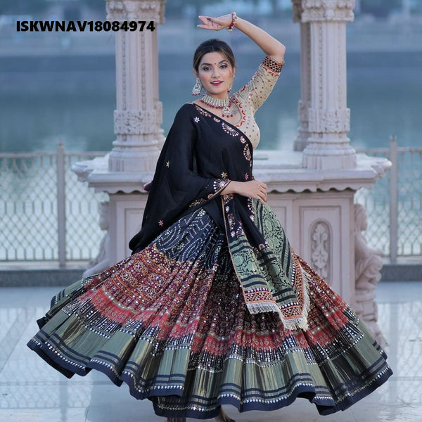 Digital Printed Maslin Cotton Lehenga With Blouse And Dupatta-ISKWNAV18084974