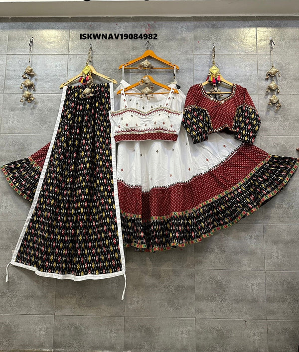 Printed Cotton Lehenga With Blouse And Dupatta-ISKWNAV19084982