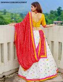 Embordered Cotton Lehenga With Blouse And Rayon Dupatta-ISKWNAV2208LNB1620WHT