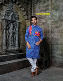 Men's Digital Printed Maslin Kurta With Pant-ISKM22085006