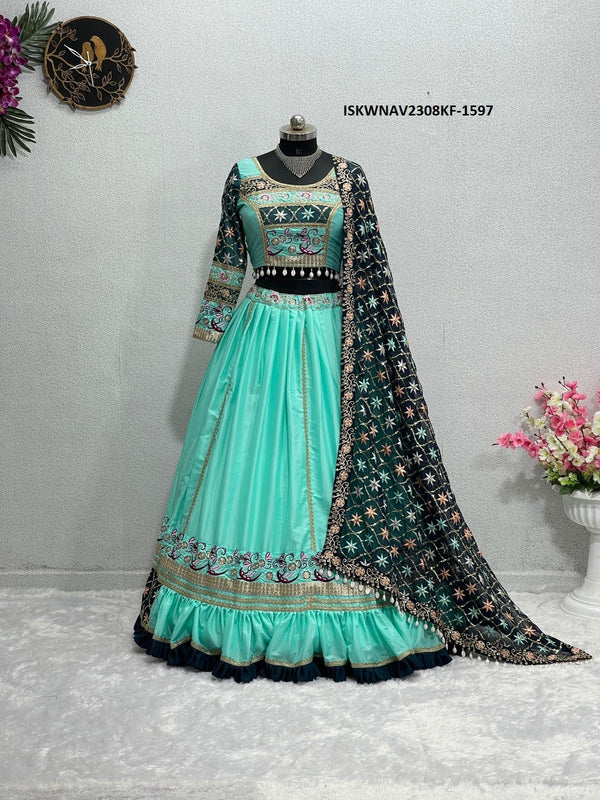 Embroidered Silk Lehenga With Blouse And Georgete Dupatta-ISKWNAV2308KF-1597