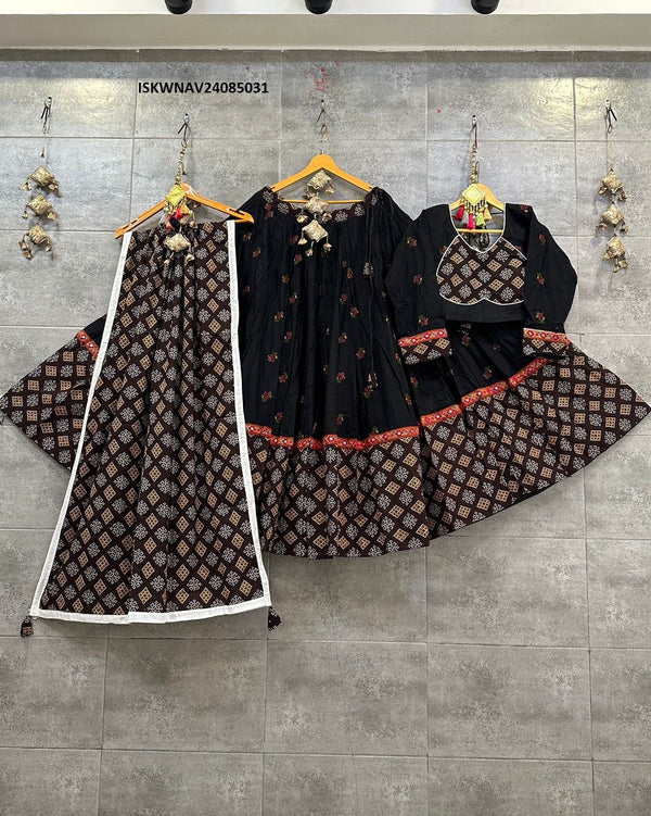 Cotton Lehenga With Blouse And Printed Dupatta-ISKWNAV24085031