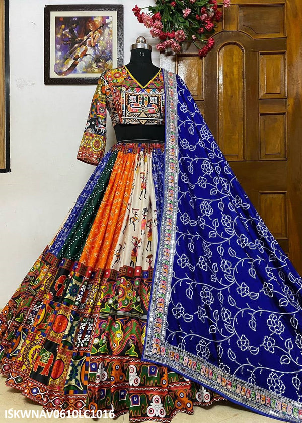 Digital Printed Butter Silk Lehenga With Blouse And Dupatta-ISKWNAV0610LC1016