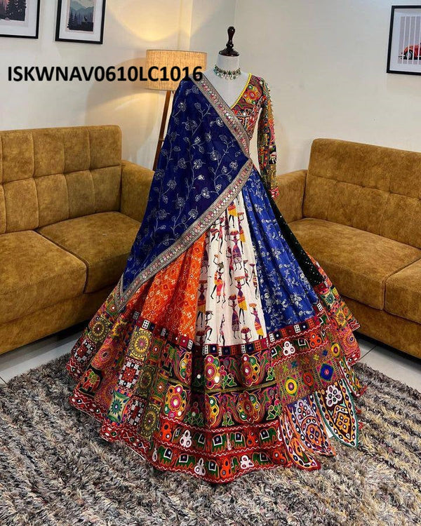 Digital Printed Butter Silk Lehenga With Blouse And Dupatta-ISKWNAV0610LC1016