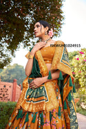 Foil Printed Tussar Silk Lehenga With Blouse And Dupatta-ISKWLH01024915