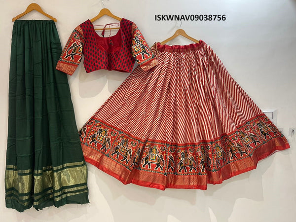 Printed Pashmina Silk Lehenga With Blouse And Modal Silk Dupatta-ISKWNAV09038756