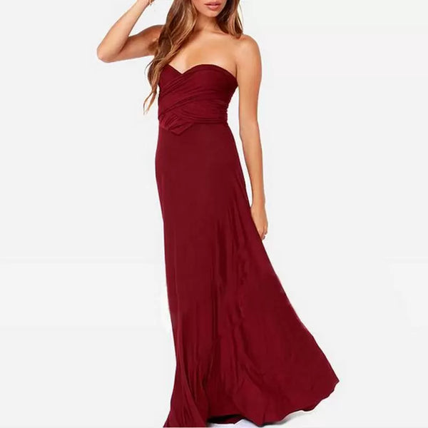 way Wrap Convertible Boho Maxi Club Red Dress Bandage Long Party Bridesmaids Infinity Robe Longue Femme - Ishaanya